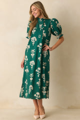 To Say The Least Hunter Green Floral Print Cotton Maxi Dress