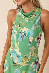 MINKPINK Cyprus Green Floral Bias Mini Dress