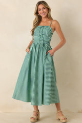 FRNCH Felice Green Stripe Cotton Sleeveless Maxi Dress
