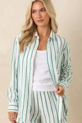 Z Supply Saturdays Rainforest Green Stripe Cotton Gauze Shirt