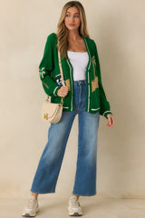 Hole In One Green Knit Button Front Golf Cardigan
