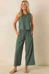 Z Supply Scout Everglade Green Linen Pants