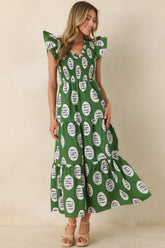 Where the Sun Goes Green Multi Cotton Fish Pattern Maxi Dress