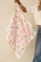 Stay With Me Green Multi Floral Print Scarf