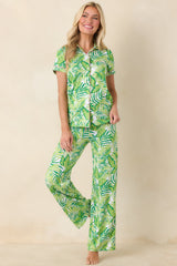Leaf It to Me Green Leaf Print Drawstring Pajama Pants