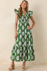 Where the Sun Goes Green Multi Cotton Fish Pattern Maxi Dress