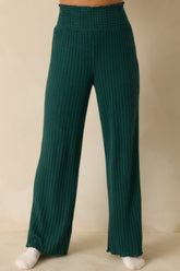 Z Supply Mistletoe Green Dawn Smocked Ribbed Knit Pants