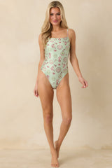 MINKPINK Soleil Green Stripe Low Back One Piece Swimsuit