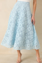 Soft Daylight Light Blue Guipure Maxi Skirt