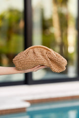 Something To See Tan Raffia Woven Clutch