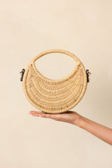 Sunsets In The Marina Natural Rattan Woven Handbag