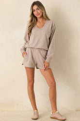 Z Supply Everyday Heather Beige French Terry V-Neck