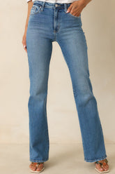 Like Second Nature Medium Wash Cotton Denim Flared Jeans