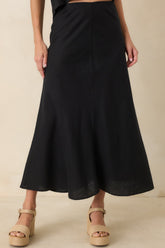 Z Supply Meryl Black Linen Blend Midi Skirt