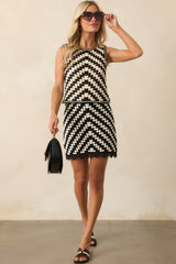Whatever I Want Black Diagonal Stripe Cotton Crochet Mini Skirt