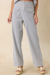 Ticket to Anywhere Blue Stripe Wide Leg Pants