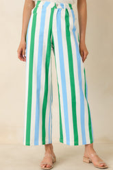 Making It Bright Blue Multi Striped Wide Leg Pants