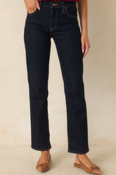 Forever Again Deep Indigo Straight Leg Jeans