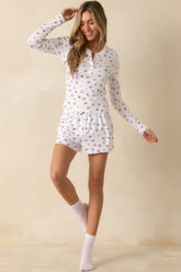 Z Supply White Multi Luxe Holly Pajama Shorts