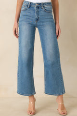 Into The Clouds Medium Wash Cropped Wide Leg Jeans