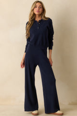 FRNCH Navy Blue Cosse Knit Pants