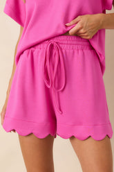 First Class Flirt Hot Pink Scalloped Hem Shorts