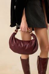 Say What You Mean Burgundy Leather Gold Handle Shoulder Bag
