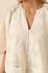 FRNCH Maresias Ivory Eyelet Embroidered Kimono Blouse
