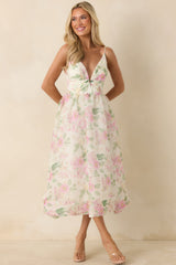 ASTR The Label Janna Ivory & Pink Floral Midi Dress