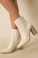 Stand Corrected Ivory Faux Leather Suede Ankle Boots
