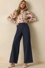 See Eye To Eye Ivory Multi Floral Cotton Button Up Top