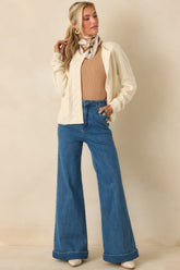 Just Like This Ivory Cable Knit Open Front Cardigan