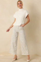 I'm Sure of It Ivory Cable Knit Sleeveless Mock Neck Sweater