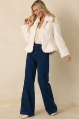 Roam Free Ivory Faux Fur Fitted Coat