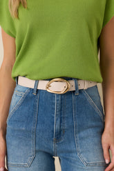 Out Of Sight Ivory Faux Leather Belt
