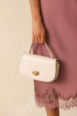 Comes Back Around Ivory Faux Leather Flap Closure Handbag