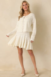 Away We Go Ivory Textured Knit Button Front Cardigan