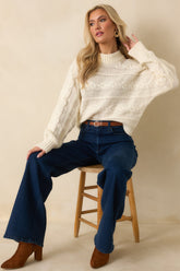 Z Supply Ivory Arctic Cable Cropped Sweater