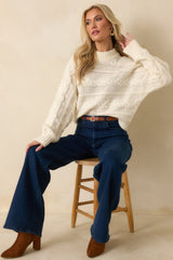 Z Supply Ivory Arctic Cable Cropped Sweater