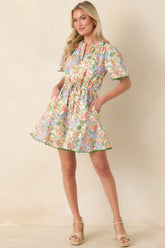 Piece of My Heart Ivory Multi Floral Paisley Cotton Mini Dress