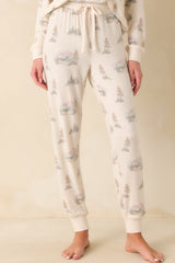 Z Supply Ivory Multi Print Overnight Road Trip Joggers
