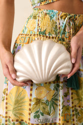 Making Tidal Waves Ivory Pearlescent Seashell Crossbody Bag