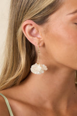 Floral Dreams Ivory Pearlescent Petal Drop Earrings