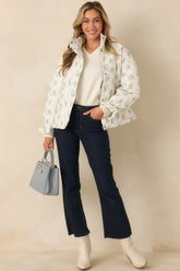 Simply Yours Ivory Multi Floral Pattern Quilted Jacket