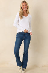 There When You Need It Ivory Ribbed Long Sleeve Tee