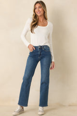 Back To The Basics Ivory Scoop Neck Long Sleeve Top