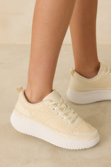 Right on Track Ivory Knit Platform Sneakers