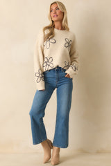 No Room For Doubt Ivory Floral Embroidered Knit Sweater