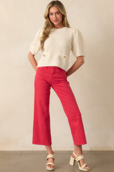 Nothing But Time Ivory Knit Cotton Short Sleeve Sweater