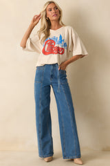 Chicago Skyline Ivory Cotton Oversized Jersey Tee
